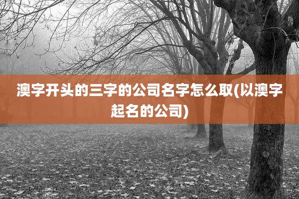澳字开头的三字的公司名字怎么取(以澳字起名的公司)