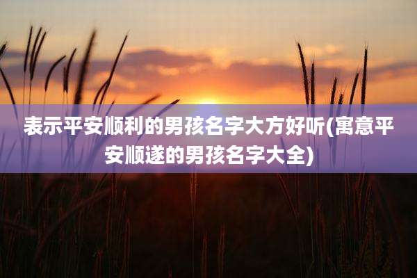 表示平安顺利的男孩名字大方好听(寓意平安顺遂的男孩名字大全)