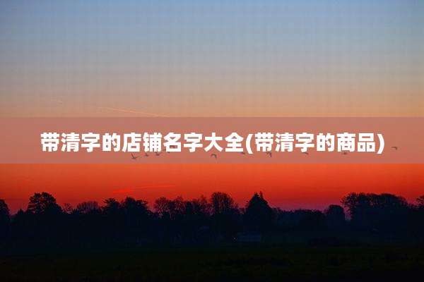 带清字的店铺名字大全(带清字的商品)