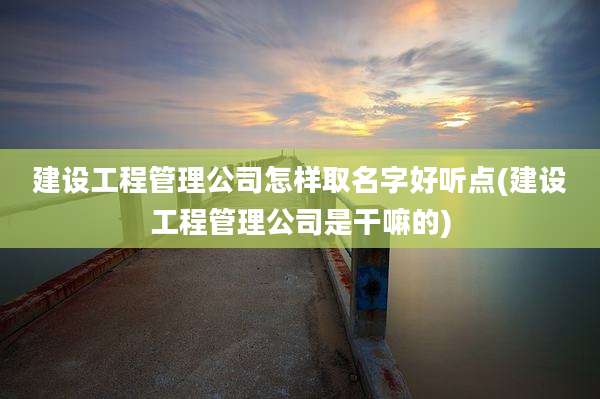 建设工程管理公司怎样取名字好听点(建设工程管理公司是干嘛的)
