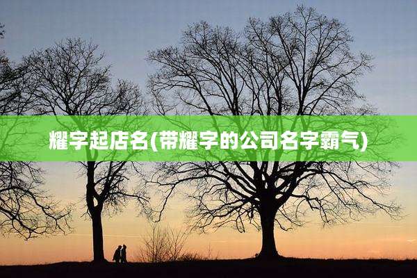 耀字起店名(带耀字的公司名字霸气)