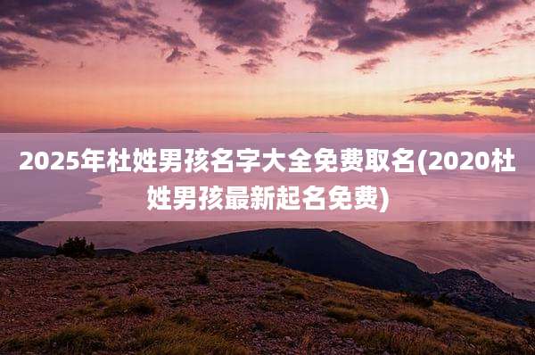 2025年杜姓男孩名字大全免费取名(2020杜姓男孩最新起名免费)