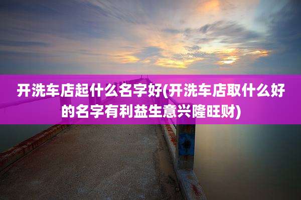 开洗车店起什么名字好(开洗车店取什么好的名字有利益生意兴隆旺财)