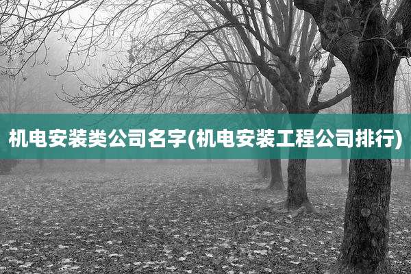 机电安装类公司名字(机电安装工程公司排行)