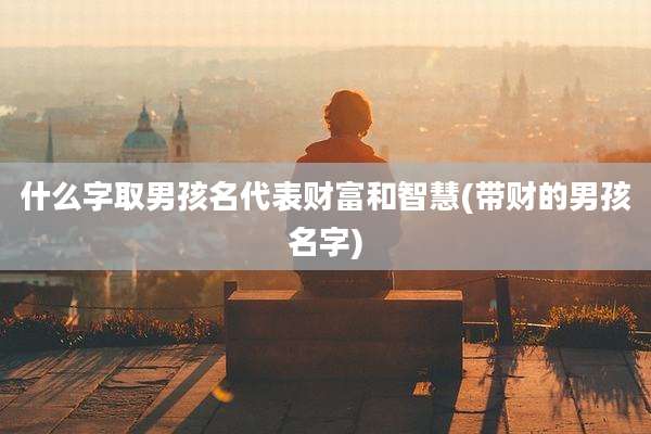 什么字取男孩名代表财富和智慧(带财的男孩名字)