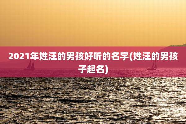 2021年姓汪的男孩好听的名字(姓汪的男孩子起名)