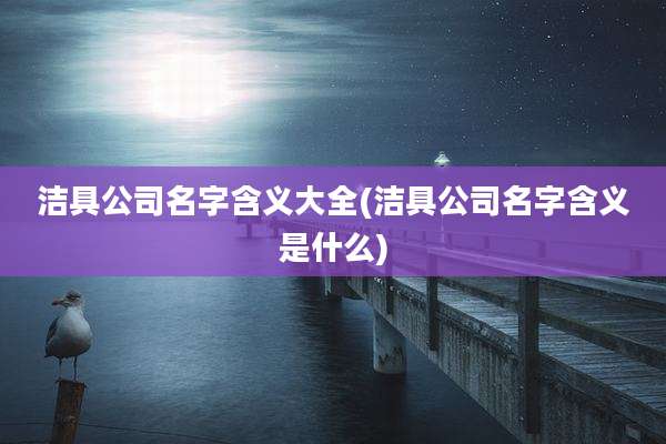洁具公司名字含义大全(洁具公司名字含义是什么)