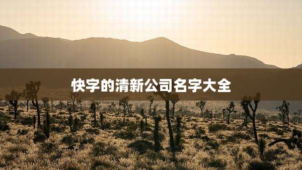 快字的清新公司名字大全