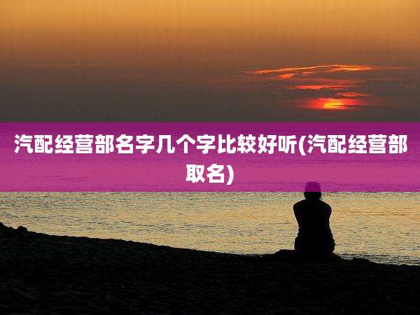 汽配经营部名字几个字比较好听(汽配经营部取名)