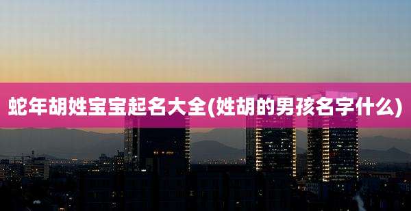 蛇年胡姓宝宝起名大全(姓胡的男孩名字什么)