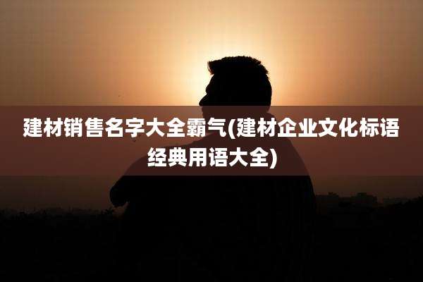 建材销售名字大全霸气(建材企业文化标语经典用语大全)