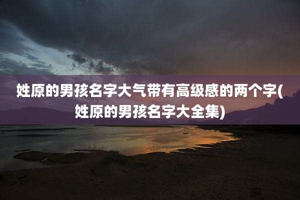 姓原的男孩名字大气带有高级感的两个字(姓原的男孩名字大全集)