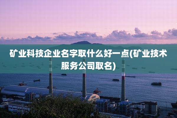矿业科技企业名字取什么好一点(矿业技术服务公司取名)