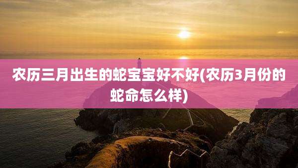 农历三月出生的蛇宝宝好不好(农历3月份的蛇命怎么样)