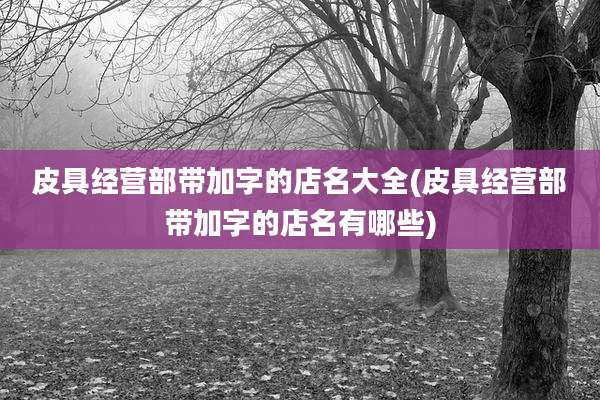 皮具经营部带加字的店名大全(皮具经营部带加字的店名有哪些)