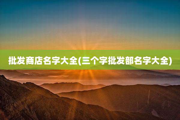 批发商店名字大全(三个字批发部名字大全)