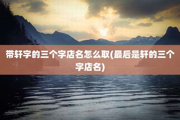 带轩字的三个字店名怎么取(最后是轩的三个字店名)