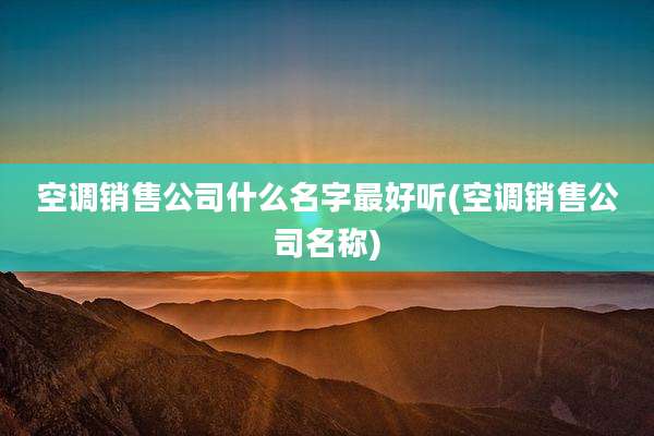 空调销售公司什么名字最好听(空调销售公司名称)