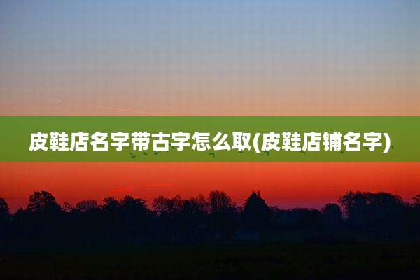 皮鞋店名字带古字怎么取(皮鞋店铺名字)