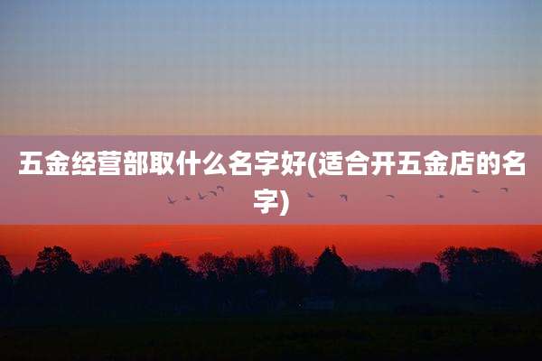 五金经营部取什么名字好(适合开五金店的名字)