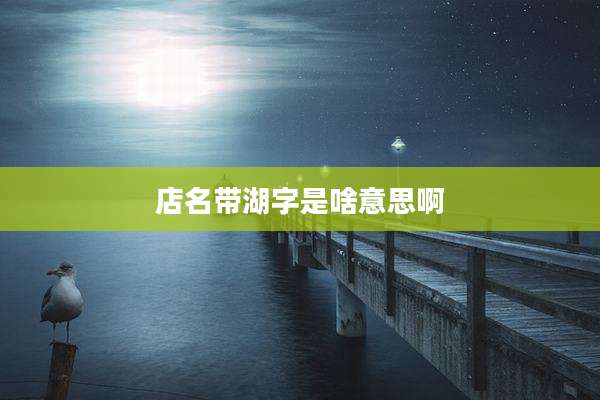店名带湖字是啥意思啊