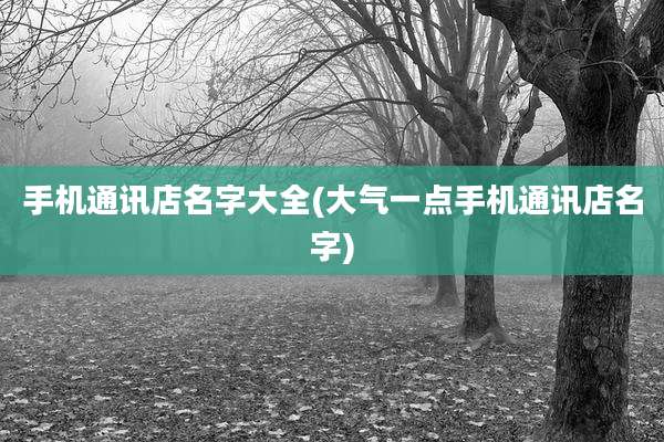 手机通讯店名字大全(大气一点手机通讯店名字)