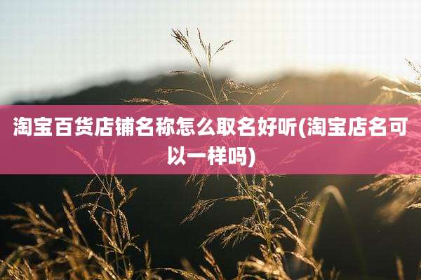 淘宝百货店铺名称怎么取名好听(淘宝店名可以一样吗)