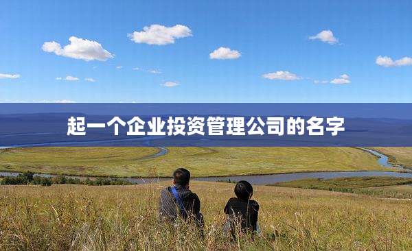 起一个企业投资管理公司的名字