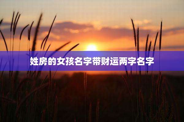 姓房的女孩名字带财运两字名字