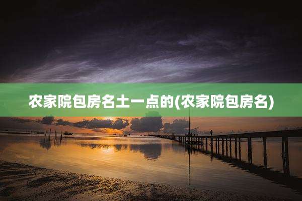农家院包房名土一点的(农家院包房名)