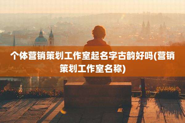 个体营销策划工作室起名字古韵好吗(营销策划工作室名称)