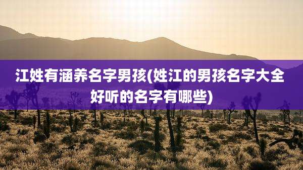 江姓有涵养名字男孩(姓江的男孩名字大全 好听的名字有哪些)