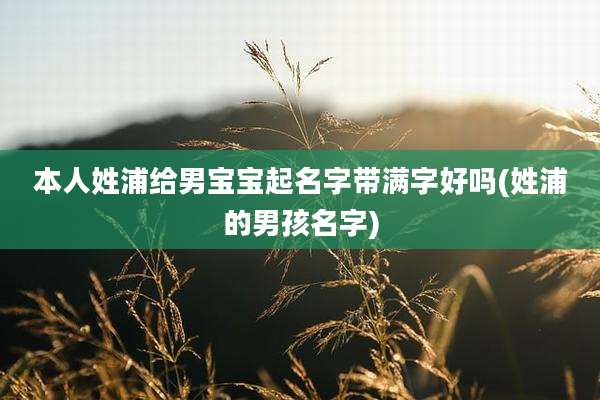 本人姓浦给男宝宝起名字带满字好吗(姓浦的男孩名字)