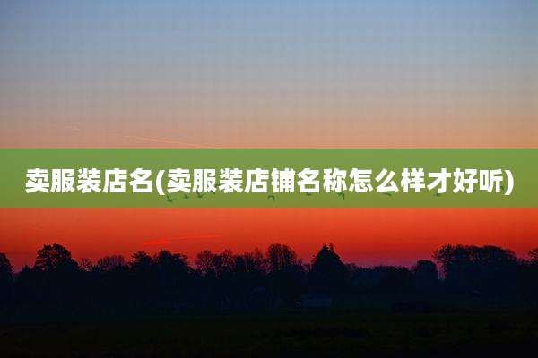 卖服装店名(卖服装店铺名称怎么样才好听)