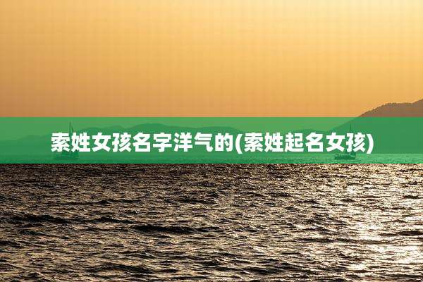 索姓女孩名字洋气的(索姓起名女孩)