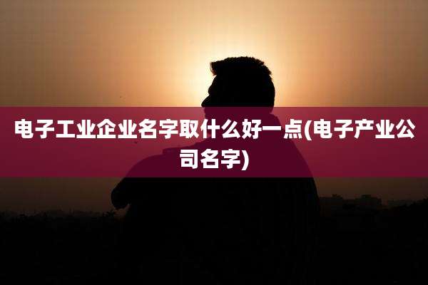电子工业企业名字取什么好一点(电子产业公司名字)