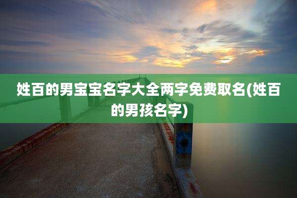 姓百的男宝宝名字大全两字免费取名(姓百的男孩名字)