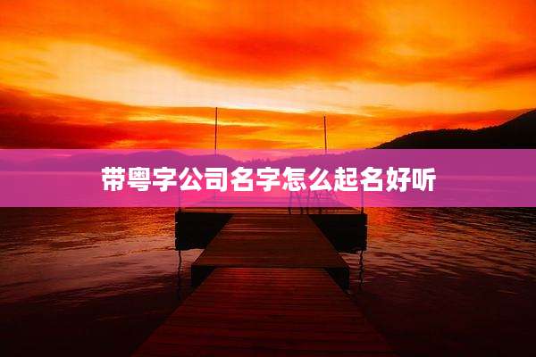 带粤字公司名字怎么起名好听