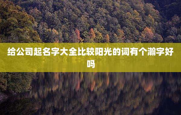 给公司起名字大全比较阳光的词有个瀚字好吗