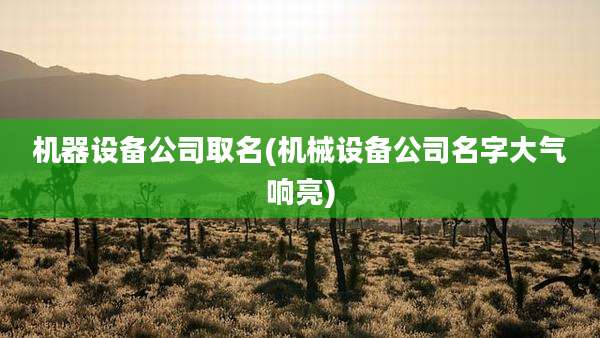 机器设备公司取名(机械设备公司名字大气响亮)