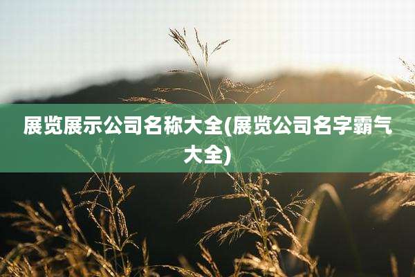 展览展示公司名称大全(展览公司名字霸气大全)