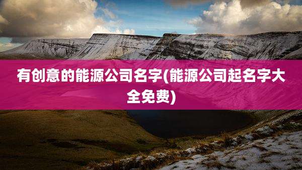 有创意的能源公司名字(能源公司起名字大全免费)