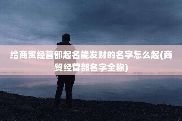 给商贸经营部起名能发财的名字怎么起(商贸经营部名字全称)