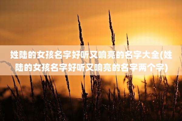 姓陆的女孩名字好听又响亮的名字大全(姓陆的女孩名字好听又响亮的名字两个字)
