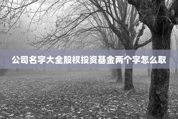 公司名字大全股权投资基金两个字怎么取