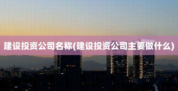 建设投资公司名称(建设投资公司主要做什么)