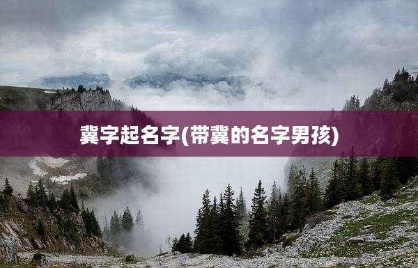 冀字起名字(带冀的名字男孩)