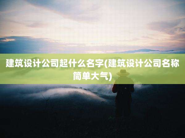 建筑设计公司起什么名字(建筑设计公司名称简单大气)