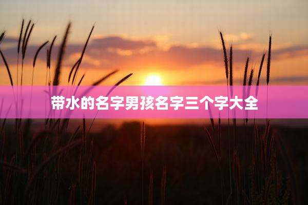 带水的名字男孩名字三个字大全