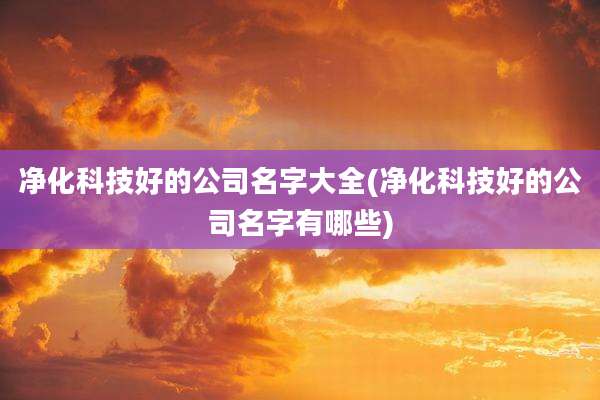 净化科技好的公司名字大全(净化科技好的公司名字有哪些)